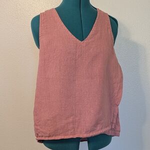Sigrid Olsen Pink Linen Sleeveless Top - Medium